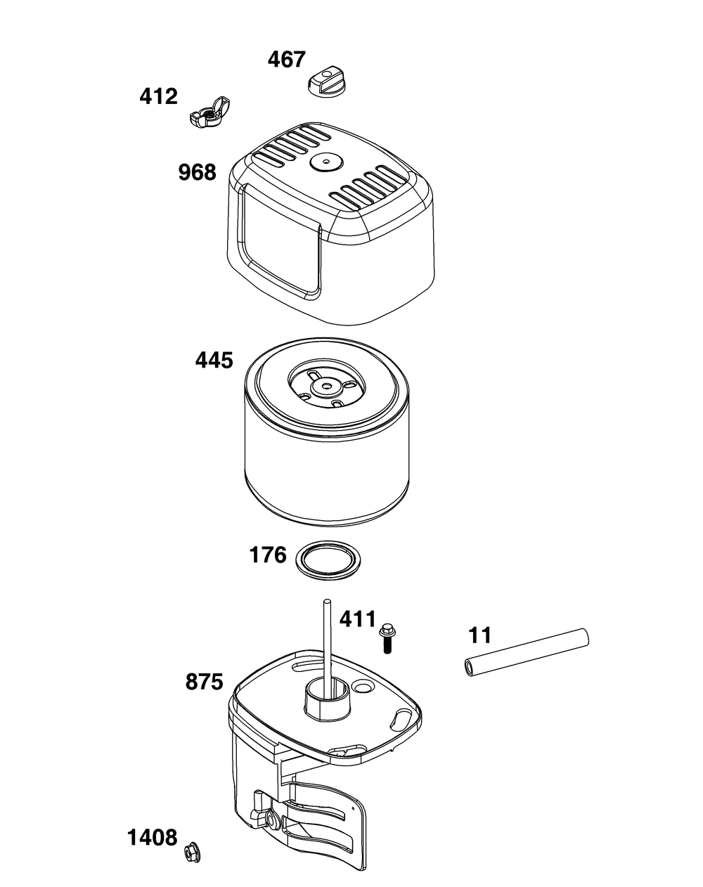 Air Cleaner Group Diagram and Parts List for 19N132-0237-H1 100000 - 19Z999 Briggs and Stratton Engine